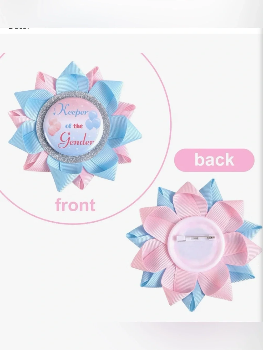 Keeper of the Gender Pink & Blue Ribbon Pin